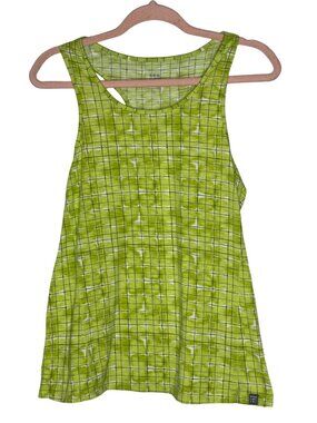 Title Nine Womens Marahari Racer Back Tank Top Size S Shibori Blocks Green Gym